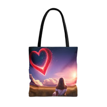 Load image into Gallery viewer, Kisses from Heaven Red Heart in Sky Tote Bag AI 100% Polyester #6
