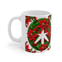 Load image into Gallery viewer, Peace & Poinsettias #3 Holiday Mug 11oz mug AI-Generated Artwork