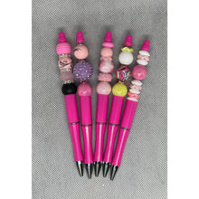 Load image into Gallery viewer, Splash Pink Yellow White Shades of Pink Beaded Pens – Handmade Gifts