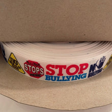 Load image into Gallery viewer, Stop End NO Bullying Zone 7/8" Ribbon 3 yards keychain & Hair bows