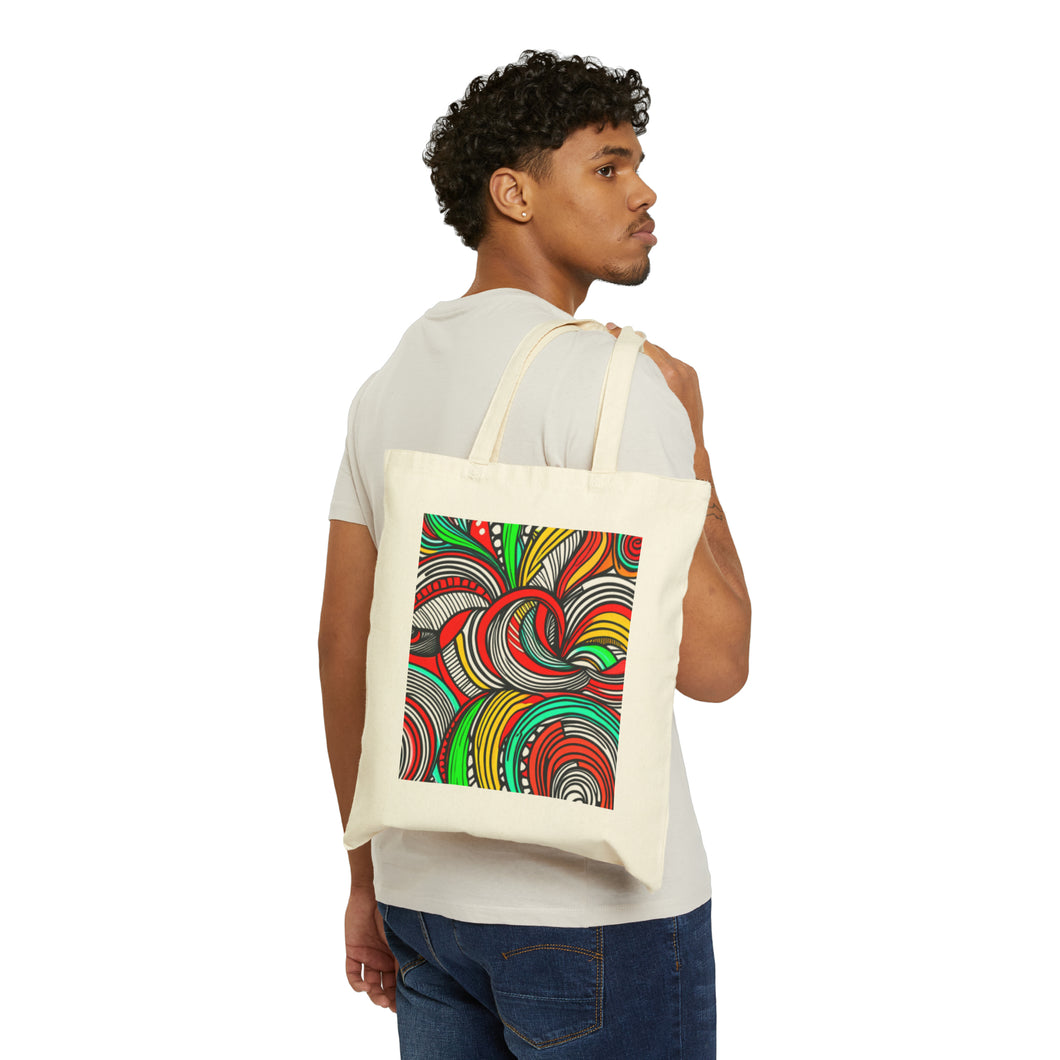 Colors of Africa Tribal Abstract #1 100% Cotton Canvas Tote Bag 15