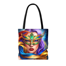 Load image into Gallery viewer, Mardi Gras Ribbon Mask #8 Tote Bag AI Artwork 100% Polyester