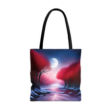 Load image into Gallery viewer, Moonlight Trees Red Skies Series #8 Tote Bag AI Artwork 100% Polyester