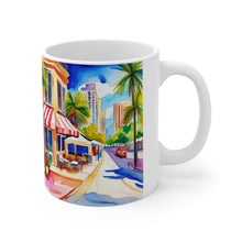 Load image into Gallery viewer, At the Cafe Miami Beach #31 Mug 11oz mug AI-Generated Artwork