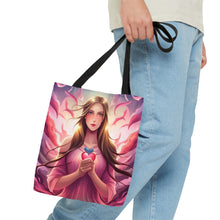 Load image into Gallery viewer, Angel with Wings Love the Pink Heart Series Tote Bag AI Artwork 100% Polyester #15
