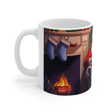 Load image into Gallery viewer, Merry Christmas Santa Fire Place Ceramic Mug 11oz Design #2 Wrap-a-round
