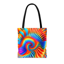 Load image into Gallery viewer, Tunnel Tye Dye Swirls and Ripples Tote Bag AI Artwork 100% Polyester #6