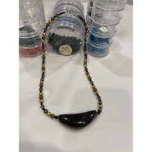 Load image into Gallery viewer, Gold & Brown Stone Pendant - Handcrafted Crystal Beaded 20.75" Necklace