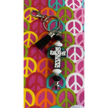 Load image into Gallery viewer, Black white cross keychain Custom Handmade Bead Bar About 3" Long