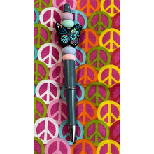 Load image into Gallery viewer, Blue green butterfly beaded custom Handmade Beaded Pen