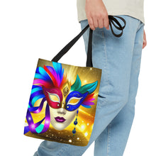 Load image into Gallery viewer, Mardi Gras Ribbon Mask #7 Tote Bag AI Artwork 100% Polyester