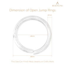 Load image into Gallery viewer, BEADNOVA 8mm Open Jump Rings Silver Jump Rings for Jewelry Making and Keychains (900Pcs)