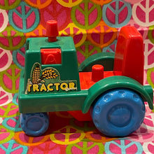 Load image into Gallery viewer, Vtg Playmates Farm Red & Green Tractor 4" X 3" W/ Sticker Old Mcdonalds