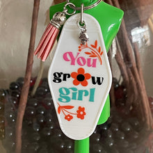Load image into Gallery viewer, You Grow Girl - Groovy Retro Tassel Motel Keychains – R3