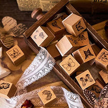 Load image into Gallery viewer, Tvoip 16 Pcs Wooden Rubber Stamp Set, Vintage Butterfly Scrapbooking Stamps Junk Journal DIY Craft Wooden Rubber Stamps Set for Scrapbook Album Diary Seal Stamps