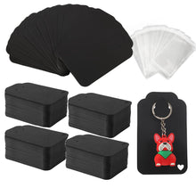 Load image into Gallery viewer, Femtindo 400PCS Keychain Display Cards with Thick Bags,3"x4.9" Keyring Holder Display Cards for Keychain Packaging for Small Business (Black)