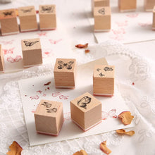 Load image into Gallery viewer, Tvoip 16 Pcs Wooden Rubber Stamp Set, Vintage Butterfly Scrapbooking Stamps Junk Journal DIY Craft Wooden Rubber Stamps Set for Scrapbook Album Diary Seal Stamps