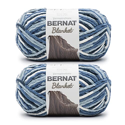 Bernat Blanket Faded Blues Yarn - 2 Pack of 300g/10.5oz - Polyester - 6 Super Bulky - 220 Yards - Knitting/Crochet