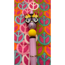 Load image into Gallery viewer, Purple and yellow butterfly beaded Custom Handmade Beaded Pen