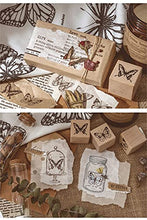 Load image into Gallery viewer, Tvoip 16 Pcs Wooden Rubber Stamp Set, Vintage Butterfly Scrapbooking Stamps Junk Journal DIY Craft Wooden Rubber Stamps Set for Scrapbook Album Diary Seal Stamps