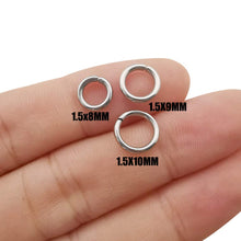 Load image into Gallery viewer, 300pcs Mix 8mm 9mm 10mm Stainless Steel Thick Strong Rings Jump Rings Connector Rings for Jewelry Making Necklaces Bracelet Earrings Keychain DIY Craft (M536)