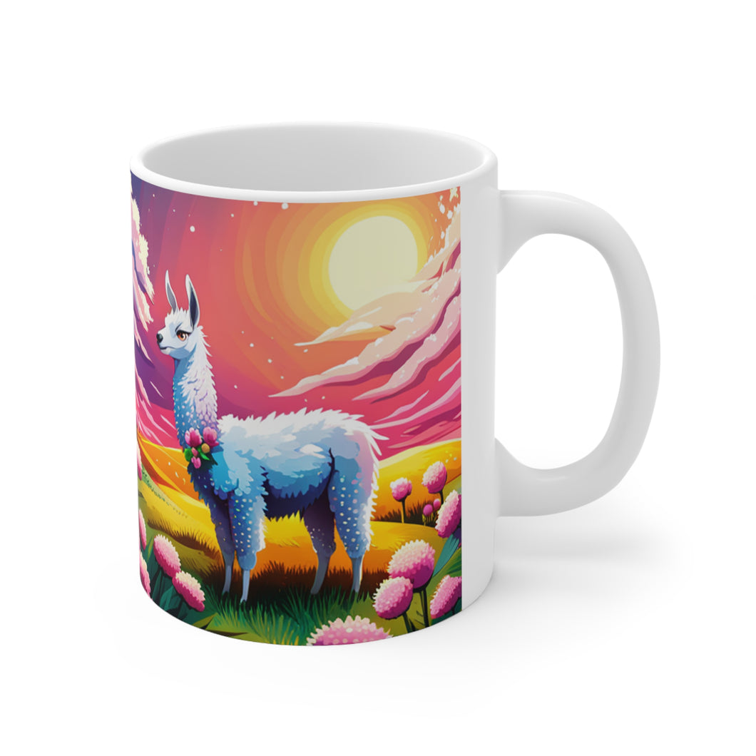 Good Vibes Cute Llama Funny #2 Ceramic 11oz Mug AI-Generated Artwork