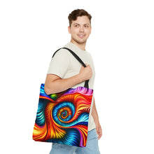 Load image into Gallery viewer, Turning Point Tye Dye Swirls and Ripples Tote Bag AI Artwork 100% Polyester #9
