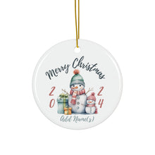 Load image into Gallery viewer, Personalize White Ceramic Ornament Watercolor Snow Girls 3" x 3"