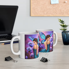 Load image into Gallery viewer, September Sapphire Amethyst Birth Month Colors Fairies & Butterflies #1 Mug 11oz mug AI-Generated Artwork