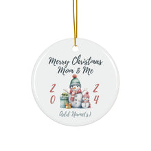 Load image into Gallery viewer, Personalize Ceramic Christmas Ornament Mom & Me Snowman 3" x 3" Single Mom, Mother and Daughter