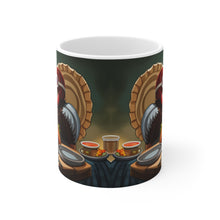 Load image into Gallery viewer, Thanksgiving Don't Touch Me Turkey All Dressed up and Nowhere to Go Ceramic Coffee Mug 11oz Mirrored Images