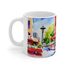 Load image into Gallery viewer, At the Cafe Space Needle Seattle Washington   #15 Mug 11oz mug AI-Generated Artwork