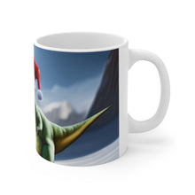 Load image into Gallery viewer, Dinosaur Raptor Rocks Christmas Santa Red Hat Ceramic Mug 11oz #8 Wrap-a-round