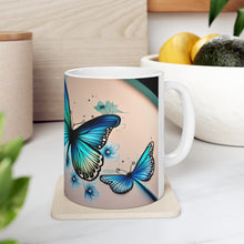 Load image into Gallery viewer, March Aquamarine Birth Month Colors Fairies & Butterflies #4 Mug 11oz mug AI-Generated Artwork