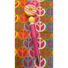 Load image into Gallery viewer, Pink and yellow donut shaped pen Custom Handmade Beaded Pen