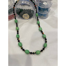 Load image into Gallery viewer, Chinese Turquoise Jet Black AB Crystals - Handcrafted Beaded 18" Necklace