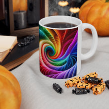 Load image into Gallery viewer, Fusion of Bright Rainbow Swirls in Motion #14 Mug 11oz mug AI-Generated Artwork