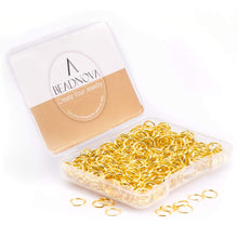 Load image into Gallery viewer, BEADNOVA 7mm Open Jump Rings for Jewelry Making Gold Jewelry Jump Rings for Keychains and Earrings (300Pcs)