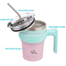 Load image into Gallery viewer, Konokyo 10oz Tumbler with Handle and 2 Straw 2 Lid, Insulated Water Bottle Stainless Steel Vacuum Cup Reusable Travel Mug,Gum