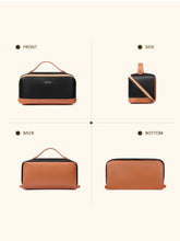 Load image into Gallery viewer, Telena Leather Make Up Bag Portable Travel Makeup Bag Waterproof Cosmetic Bags for Women Large Capacity With Handle and Divider Open Lay Flat