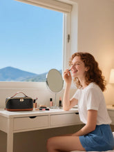 Load image into Gallery viewer, Telena Leather Make Up Bag Portable Travel Makeup Bag Waterproof Cosmetic Bags for Women Large Capacity With Handle and Divider Open Lay Flat