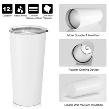 Load image into Gallery viewer, 20oz Tumbler Bulk with Lid and Straw 12 Pack, Stainless Steel Vacuum Insulated Tumbler, Double Wall Coffee Cup Travel Mug, White