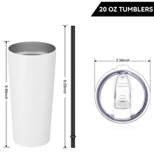 Load image into Gallery viewer, 20oz Tumbler Bulk with Lid and Straw 12 Pack, Stainless Steel Vacuum Insulated Tumbler, Double Wall Coffee Cup Travel Mug, White
