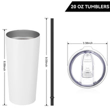 Load image into Gallery viewer, 20oz Tumbler Bulk with Lid and Straw 12 Pack, Stainless Steel Vacuum Insulated Tumbler, Double Wall Coffee Cup Travel Mug, White