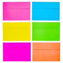 Load image into Gallery viewer, Paper Junkie 112 Pack Bright Neon Colored Envelopes with Self-Adhesive, Bulk Set for 4x6 Invitations, Greeting Cards, Birthday, Baby Shower (A6)