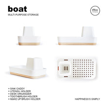 Load image into Gallery viewer, M= MINIMALSCULPT = Boat Multi-Purpose Storage, Sink Caddy, Utensil Holder, Desk Organizer, Toothbrush Holder, Make up Holder (White)