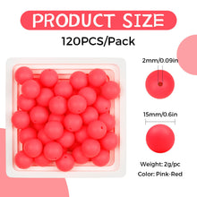 Load image into Gallery viewer, 120PCS FIVEIZERO Silicone Beads for Keychain Making, 15mm Pink Red Round Silicone Rubber Focal Beads Bulk for DIY Crafts, Bracelets, Necklaces, and Pens