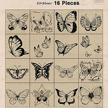 Load image into Gallery viewer, Tvoip 16 Pcs Wooden Rubber Stamp Set, Vintage Butterfly Scrapbooking Stamps Junk Journal DIY Craft Wooden Rubber Stamps Set for Scrapbook Album Diary Seal Stamps
