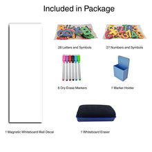 Load image into Gallery viewer, Magnetic Whiteboard Wall Decal 39” x 18” Peel and Stick Dry Erase Contact Paper with 55 Magnetic Letters Self Adhesive for Home, Office or Playroom