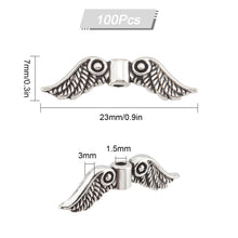 Load image into Gallery viewer, SUNNYCLUE 1Box 100Pcs Christmas Charms Alloy Angel Wings Beads Bulk Tibetan Style Wing Beads for Jewelry Making Charms Fairy Angel Wing Spacer Loose Beads Bracelets Earrings Supplies Antique Silver